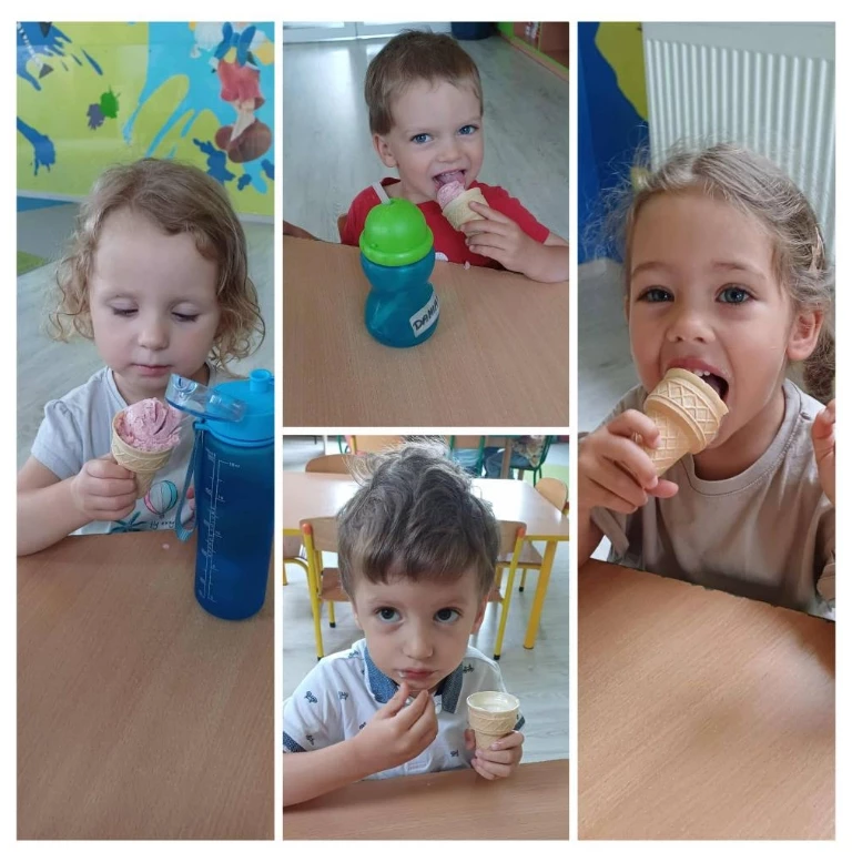 dzieci jedzące lody